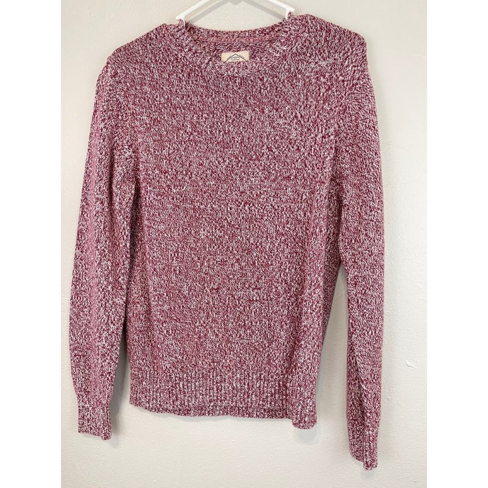 Men's St. John's Bay Large Sweater Crewneck 100% Cotton Knit L/S Red White